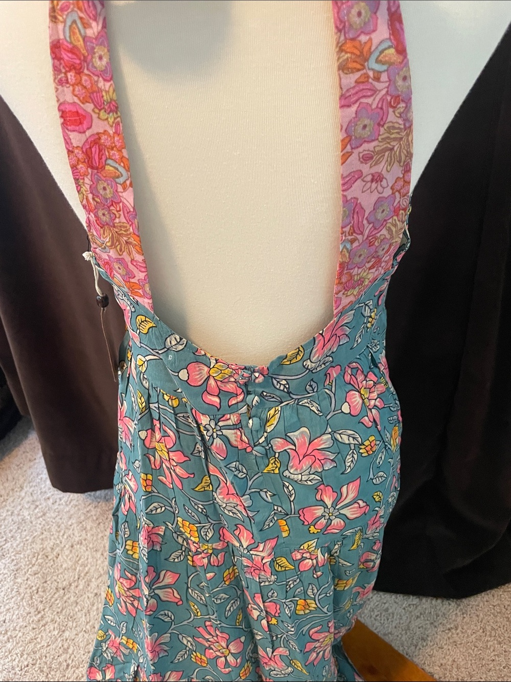Natural Life brand Floral Halter Maxi Dress in Teal and Pink - Picture 5 of 7